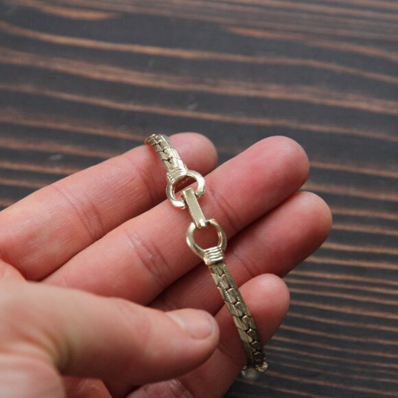 Suffragette Style Bracelet with Green Cabachon & Seed Pearls - Picture 14 of 16